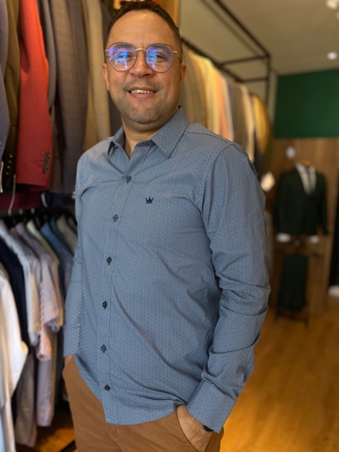 CAMISA SOCIAL ESTAMPADA GEOMÉTRICA - DOM LEANDRO