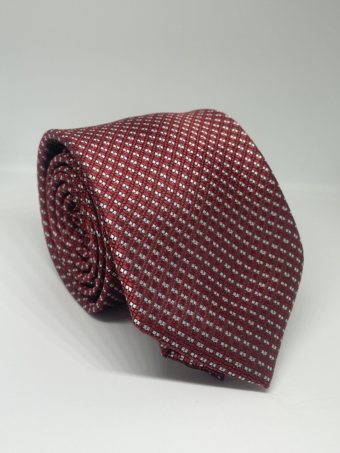 GRAVATA ITALIANA VERMELHO E PRATA POINTS