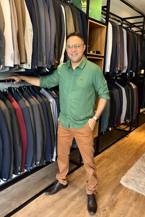 CAMISA SOCIAL MANGA LONGA PREMIUM VISCOSE VERDE