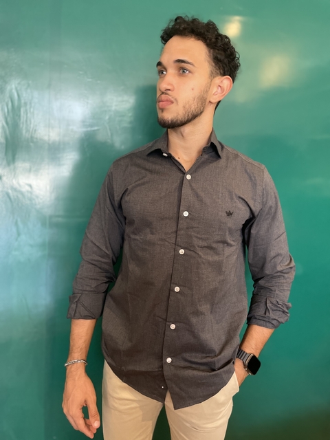 CAMISA SOCIAL MANGA LONGA CHUMBO SLIM 100% ALGODÃO FIO 60