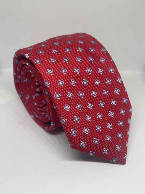 GRAVATA ITALIANA VERMELHO E AZUL SERENITY