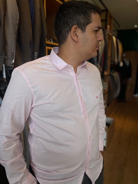 CAMISA SOCIAL MANGA LONGA PREMIUM ROSA CLARO
