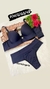 Conjunto básico de calcinha fio duplo e sutiã reforçado cor Preto 
