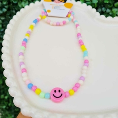 Kit colar + Pulseira - Flor e Rosto Feliz - Mauricéa Ferreira