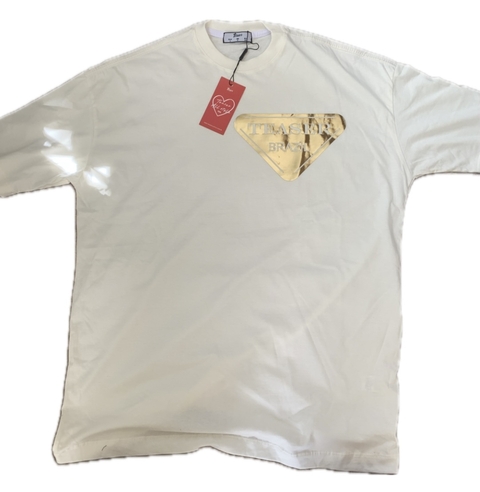 CAMISA OVERZIDE BRANCA COM DOURADO TEASER