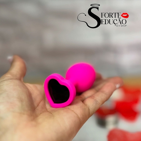 Plug Anal de Coração em Silicone com Pedra - comprar online