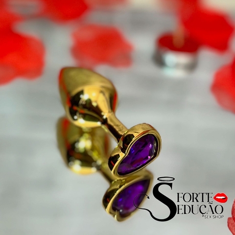 Plug De coração e aço dourado - comprar online