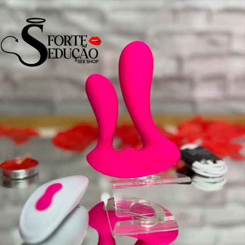 VIBRADOR DUPLO EM SILICONE AVELUDADO COM 9 MODOS DE VIBRAÇÕES E CONTROLE REMOTO SEM FIO - comprar online