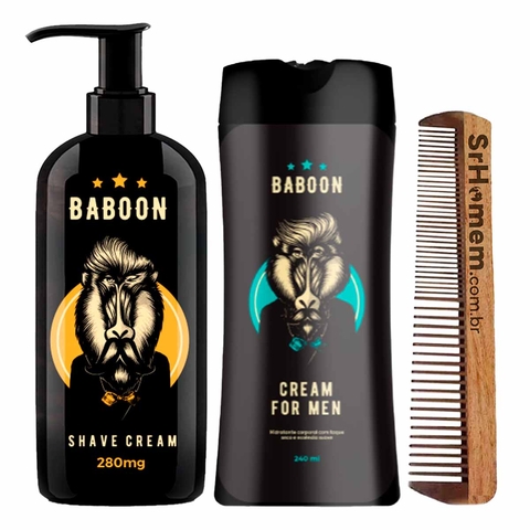 Shave De Barbear Cream For Men Hidratante Pente Duplo Baboon