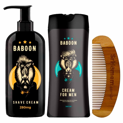 Shave De Barbear Cream For Men Hidratante Pente Curvo Baboon