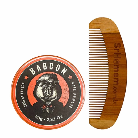 Kit Pomada Cabelo Cement Anti Frizz 80g e Pente Curvo Baboon
