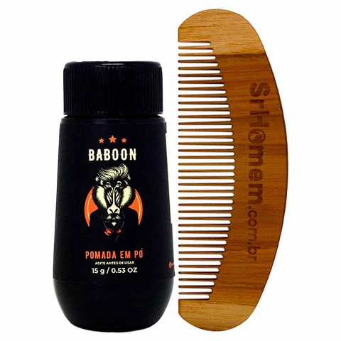 Kit Pomada Modeladora Em Pó Para Cabelo e Pente Curvo Baboon