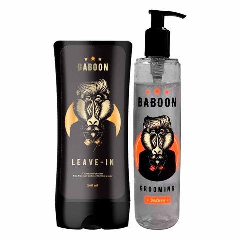 Kit Leave In 240ml e Grooming 240ml Cabelo e Barba Baboon