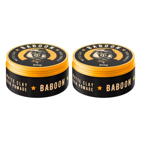 Kit 2x Pomada Modeladora Para Cabelo Matte Clay 80g Baboon