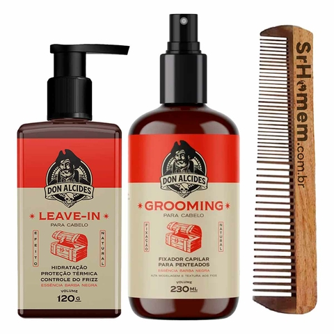 Leave-in 120g Grooming Barba Negra Pente Duplo Don Alcides