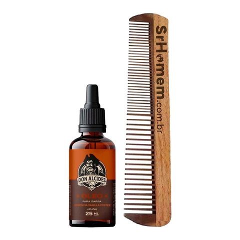 Kit Óleo Para Barba Vanilla Coffee e Pente Duplo Don Alcides