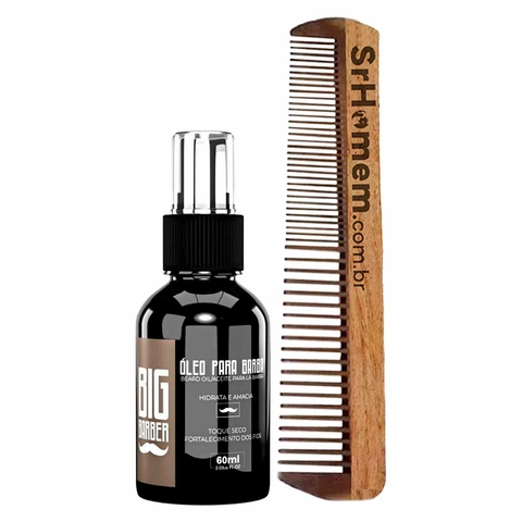 Kit Óleo Para Barba Hidratante 60ml e Pente Duplo Big Barber