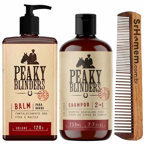 Balm Shampoo Cabelo Peaky Blinders e Pente Duplo Don Alcides