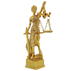 Dama da Justiça Decorativa Dourada 14cm em Resina Youbai