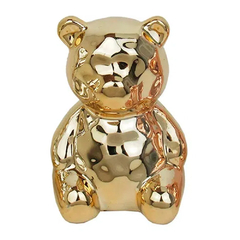 Urso Decorativo Metalizado 7x10cm De Porcelana Dourado Interponte