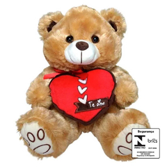 Urso de Pelúcia C/ Coração 29cm Fizzy Creme ou Bege - comprar online