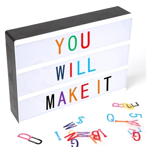 Letreiro Quadro Led Light Box Cinema com 96 Letras Coloridas