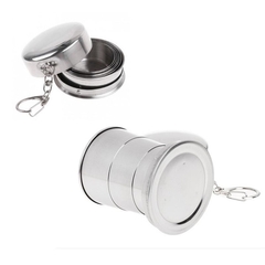 Copo de Inox Portátil Retrátil com Tampa Chaveiro 250ml - comprar online