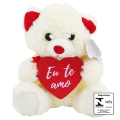 Urso de Pelúcia "Eu Te Amo" 16x20cm em Poliéster Fizzy