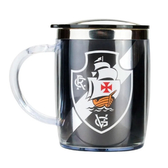 Caneca C/ Tampa Time de Futebol 450ml Em Plástico/Inox Mileno (5 Times P/ Escolher)