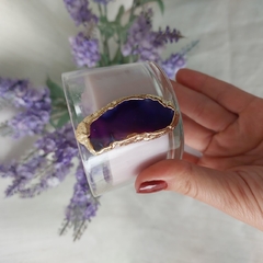 Porta vela aromatizado com chapa de pedra natural - comprar online