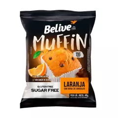 Muffin Sem Açúcar Sabor Laranja com Gotas de Chocolate Belive 40g