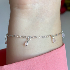 Pulseira gotas rosa leitoso