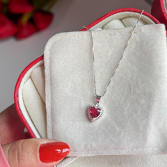Pingente coração rosado princesa - comprar online