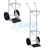 White metal cart designed for transporting 40.0 L and 50.0 L gas cylinders, featuring two large black wheels, a sturdy base plate, and safety chains for securing cylinders