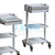 Multifunctional dental trolley with a drawer and multiple shelves, designed for dental practices.