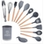 Imagem do ￼Kit Utensílios em Silicone com Cabo MDF 13 Peças Unyhome Diversas Cores / Ótima Qualidade e Acabamento