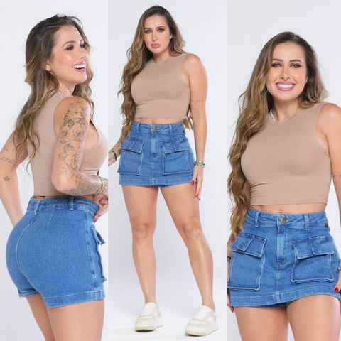 Short/Saia Jeans de Luxo Cargo 36/38 - comprar online