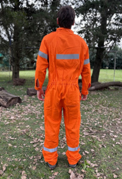 Mameluco de Trabajo, Con reflectivos Unisex - Naranja - Blanca y Negra