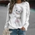 Camisola feminina pulôver básico gato branco impressão 3d rua em torno do pes - comprar online