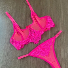 Conjunto Plus size lingerie Tule transparente Com aro Sem bojo - loja online