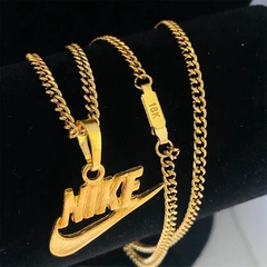 Corrente Masculina Cordão 18k Grumet/Cartier 60cm com Pingente de NK Dourado