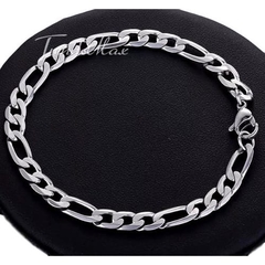 Kit Cordão Corrente e Pulseira 70cm Barato Aço Cirúrgico Inox Masculino Grossa Prata Elo Promoção na internet
