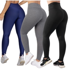 Kit 2 Calças legging Leg Feminina Cintura Alta Suplex Academia Fitness M ao GG.