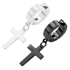 Brinco de Pressão Cruz falso piercing brincos de Aço Inox Antialergico Cirurgico Argola com Crucifixo Masculino Feminino - comprar online