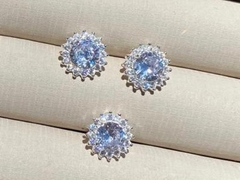 Conjunto Flor Zircônia Cristal | CJ002