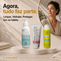 Imagem do Kit Completo Skincare Facial SHA SHA | Gel 120mL + Hidratante 40g + Protetor FPS50 45g | Todos os Tipos de Pele