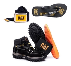 Kit Bota Masculina Coturno Adventure + Carteira + Cinto + Chinelo