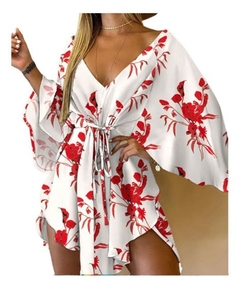 Mini Vestido De Praia Floral Irregular Havaiano Feminino