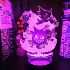 Anime Pokemon Gengar Haunter Gastly Figure Lâmpada Led Noturna Jagermeister 16 Cores Sensor De Toque USB on internet