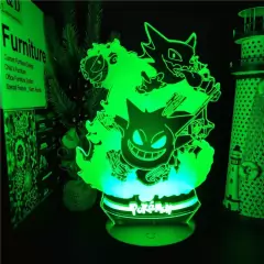 Anime Pokemon Gengar Haunter Gastly Figure Lâmpada Led Noturna Jagermeister 16 Cores Sensor De Toque USB - HighTech Tecnologias